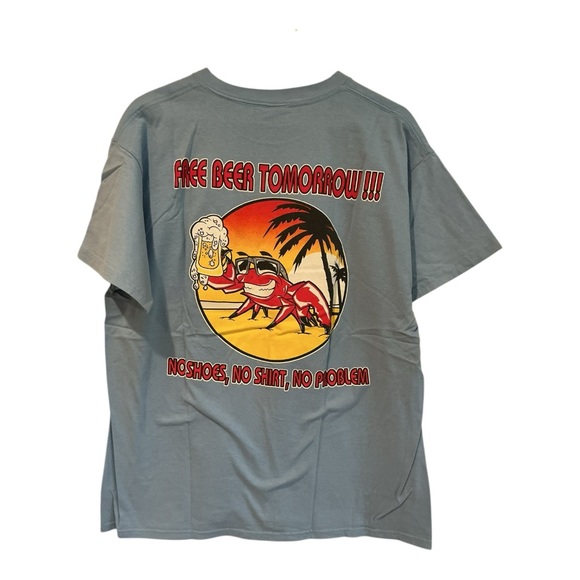 Vintage OutBack Crab Shark T-Shirt Men’s Size XL Gray Free Beer - Picture 2 of 6